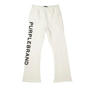 Purple brand flared white sweatpants